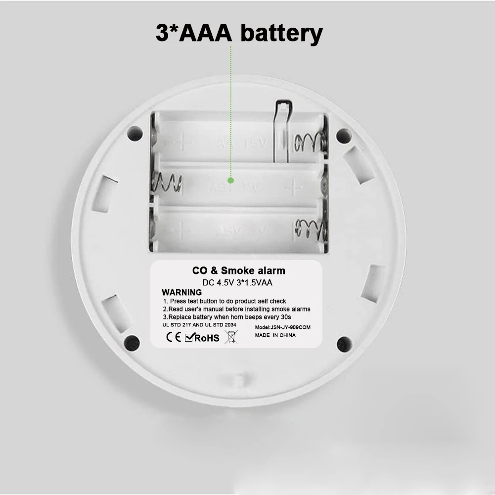 ACJ-alarma de humo 2 en 1, Detector de monóxido de carbono Digital LED, advertencia de voz, Sensor de alta sensibilidad, protección de seguridad