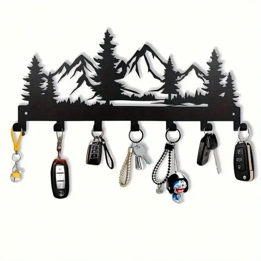 CIFBUY Wrought Iron Key Hook Wall Mounted Organizer 1pc Stylish Durable Metal Home Decor Rack for Entryway Hallway