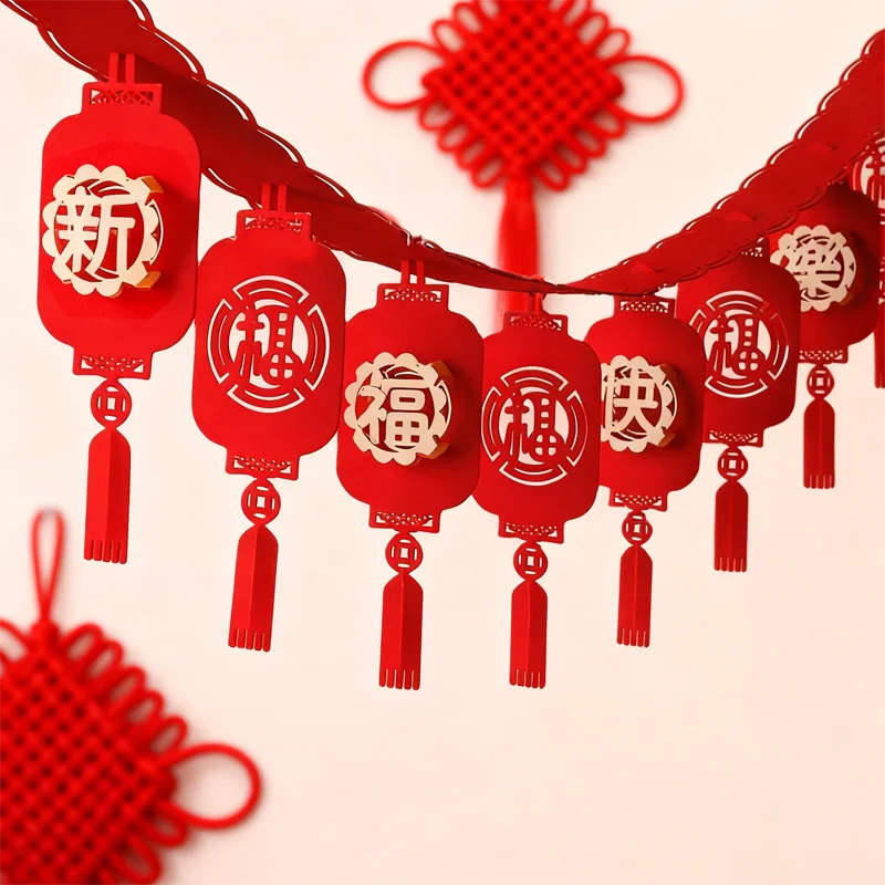 

Chinese New Year Decoration 2025 For Home Lantern Shape Hanging Pendant Lunar New Year Decor New Year Eve Party Decor Supplies