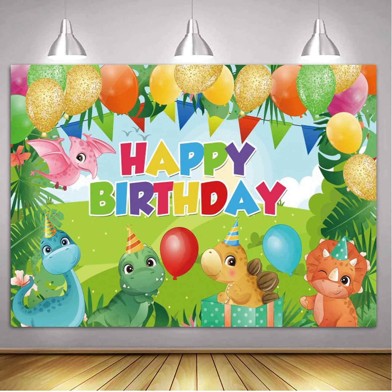 Cartoon Dinosaur Birthday Backdrop Woodland Party Decorations Jurassic World  Dino Poster Backgrounds For Baby Shower