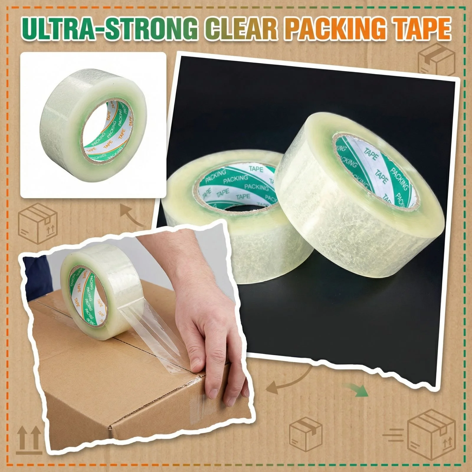 Ultra Strong Clear Packing Tape Heavy Duty Shipping Packaging Tape Wide Adhesive Sealing Tape Moving Storage Office Warehouse