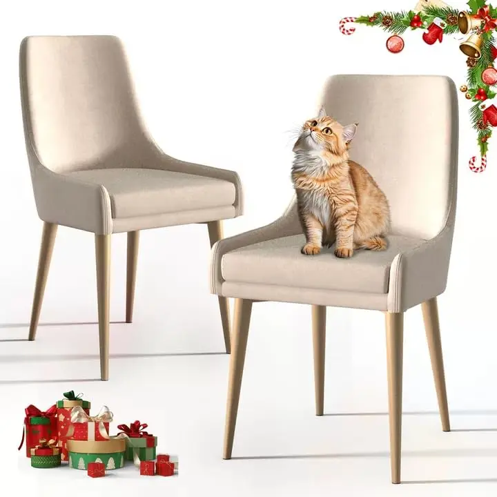 

Mid Century Upholstered High Back Dining Chair Padded Seat Wood Legs for Kitchen Living Room Restaurant Cafe, Customized