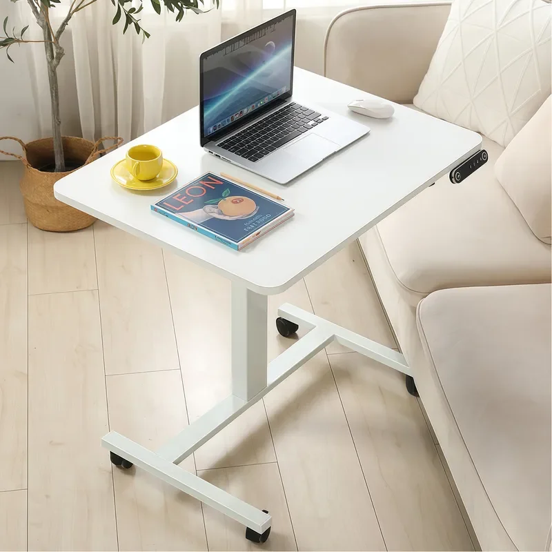 Adjustable Height Electric Standing Desk Foldable Computer Table for Small Spaces Home Office Study Workstation with Wheels