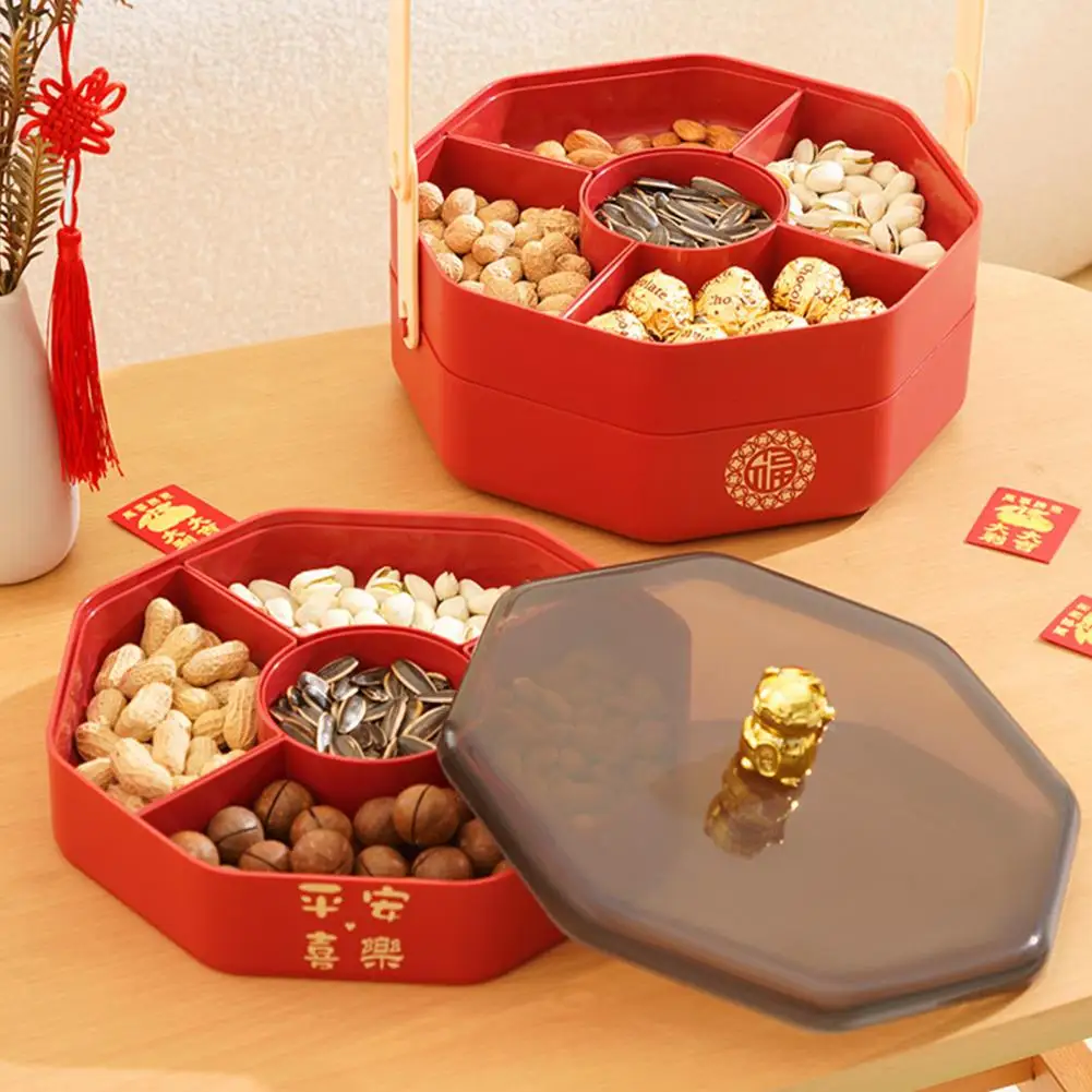 Dried Fruit Nut Storage Solution Lucky Cat Design Multi-compartment Serving Tray for Home Parties Picnics Divided for Snacks