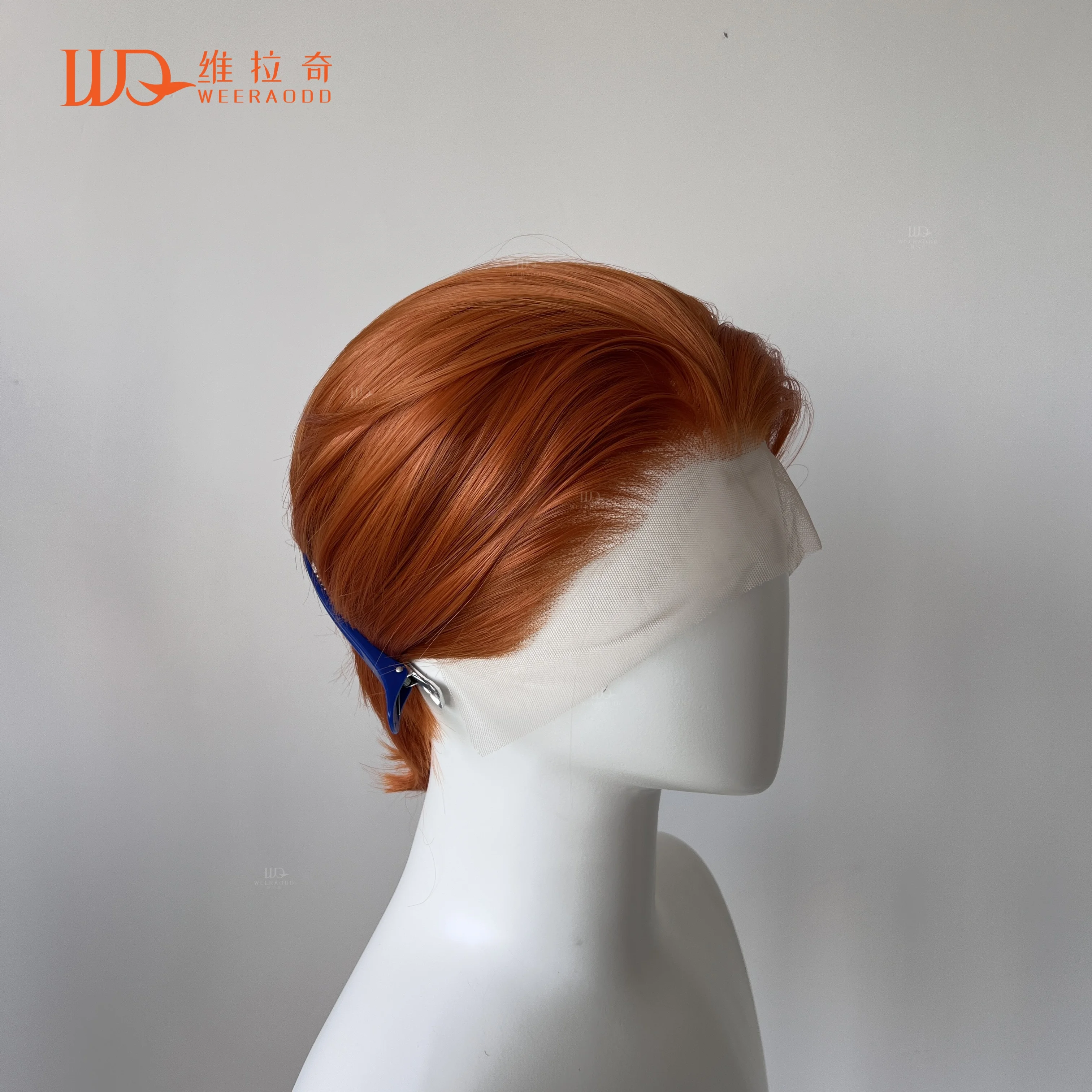 

Короткие парики для косплея с стрижкой боб для мужчин Светло-оранжевый женский парик со свободной частью Бесклеевой 13x4 Синтетический парик фронта шнурка Натуральная линия волос 150%