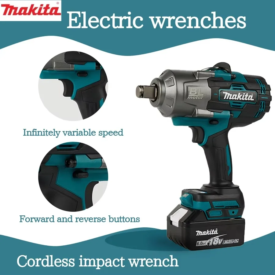 Makita TW001G 2100N.m Brushless Electric Impact Wrench 1000N.m Cordless High Torque Air Cannon Car Tire Repair Removal Wrench