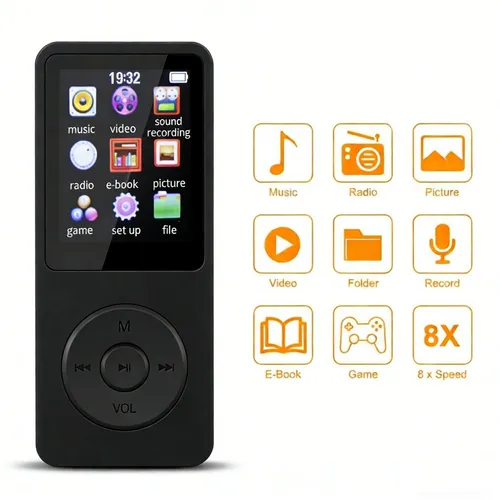 Imagen 1 del producto Mini Reproductor MP3 Portátil, Reproductor de Música HiFi Walkman con Bluetooth 4.0, Compatible con Transmisión Bidireccional, Radio FM, Grabadora de Voz, Reproductor de MP3 con Función de Libro Electrónico