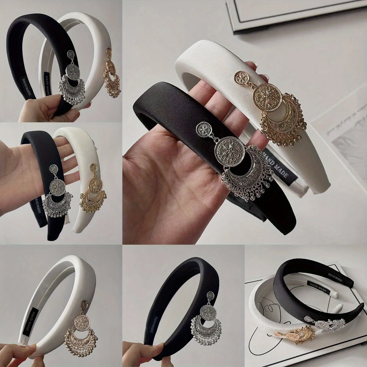 

Богемная повязка на голову с бахромой, широкий мягкий дизайн, высокая корона, нескользящая для женщин и девочек, пляжный отдых, модные аксессуары для волос в стиле ретро