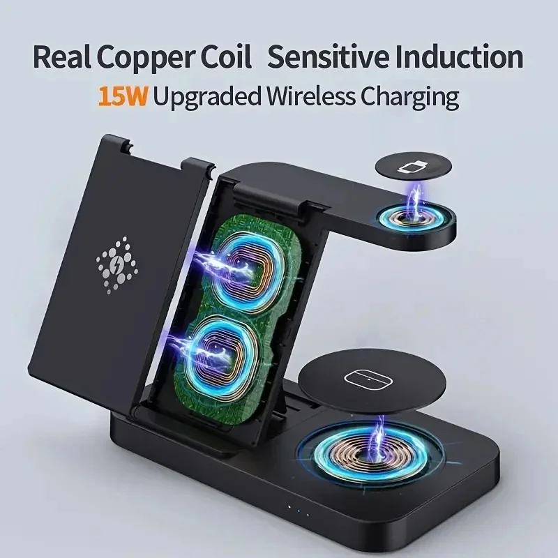 4 In 1 Wireless Smart Phone Watch Charger Stand Foldable For Samsung S23 S22 Galaxy Watch 5 4 3 Active2/1 Fast Charging Station