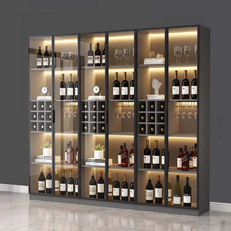 Portable Bar Room Liquor Nordic Cabinet Shelves Wine Decoration Whiskey Elegant Vintage Stands Wall Open Szafka Iron Rack Home