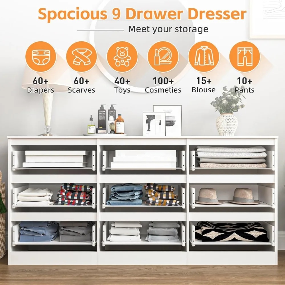 خزانة غرفة نوم أنيقة ذات 9 أدراج مع عمق تخزين كبير #3