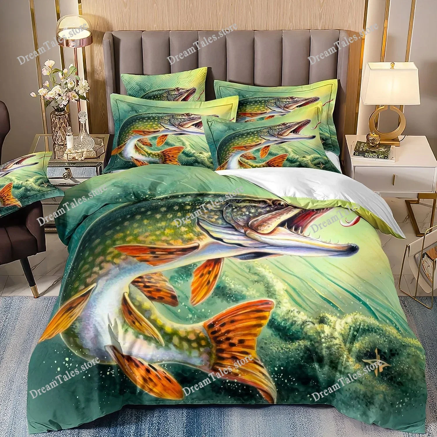 

Teenagers & Fishing Lovers Bedding Set, 3D Digital Printing Home Comfort Polyester Holiday Gift Bedroom Decoration Luxury Gift36