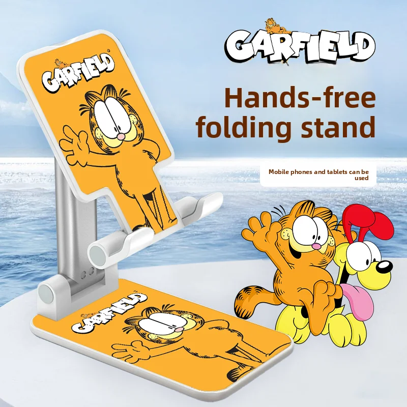 Soporte de teléfono multifuncional para escritorio, diseño de dibujos animados de Garfield, lindo, kawaii, plegable, ajustable, universal, venta al por mayor.