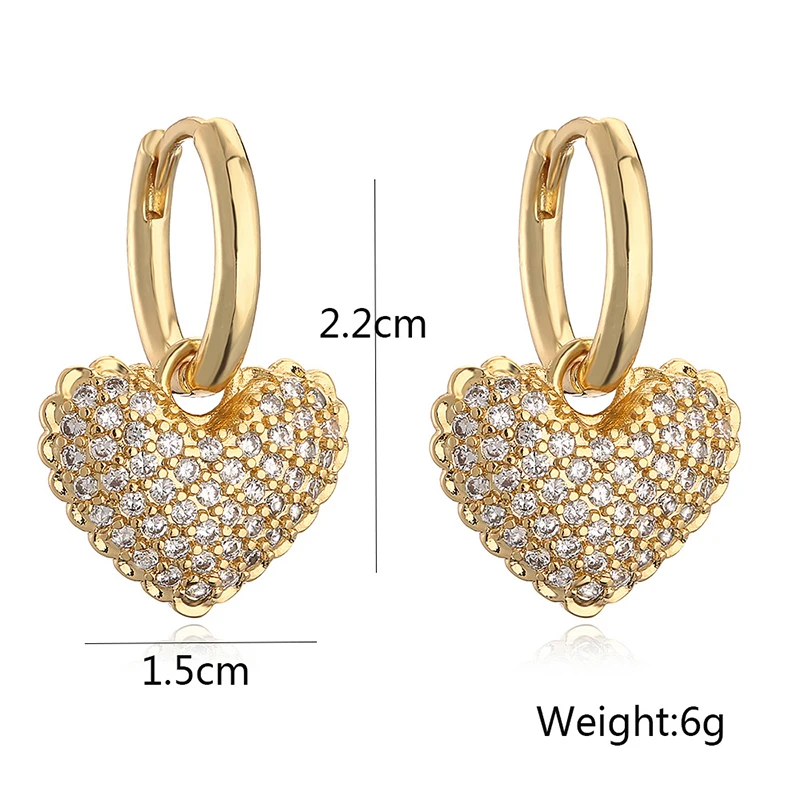 GANPUP Exquisite Glänzende Zirkonia-Herz-Ohrhänger für Damen, Modische Neue Ohrschmuck-Geschenke für Partys – Detail 1