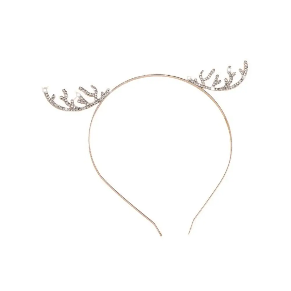 أزياء كريستال عيد الميلاد هيرباند حجر الراين الأيائل قرون رئيس هوب عيد ميلاد سعيد ندفة الثلج حلية شعر النساء #4