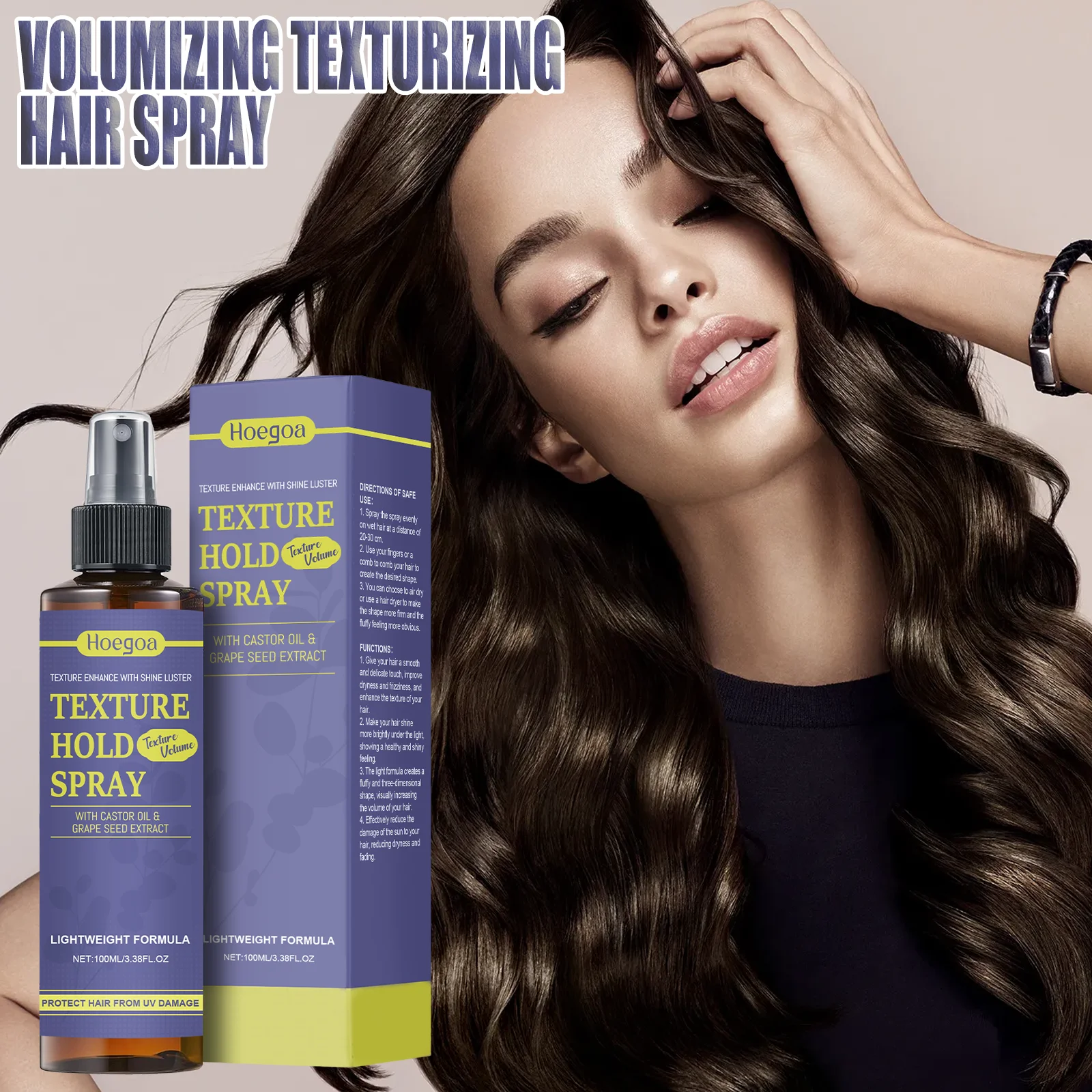 

Hair Texture Setting Spray Shine Enhancing Fast Drying Natural Finish Unisex Men Women Heat Protection Non Sticky Hold