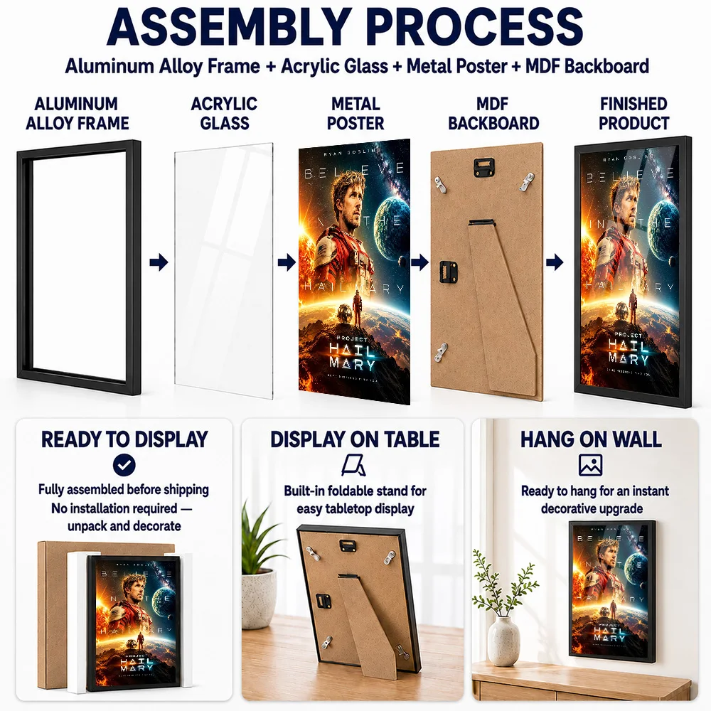Project Hail Mary Movie Framed Aluminum Metal Poster Personalized Photographic Wall Art For Film Screening Room, Cinema Fan Gift