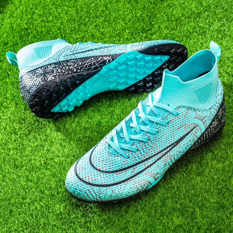 

Soccer Set Shoes Sock and Plastic Shin Guard Adults Kids TF/FG Outdoor Breathable Training Football Boots Male Size 35-45