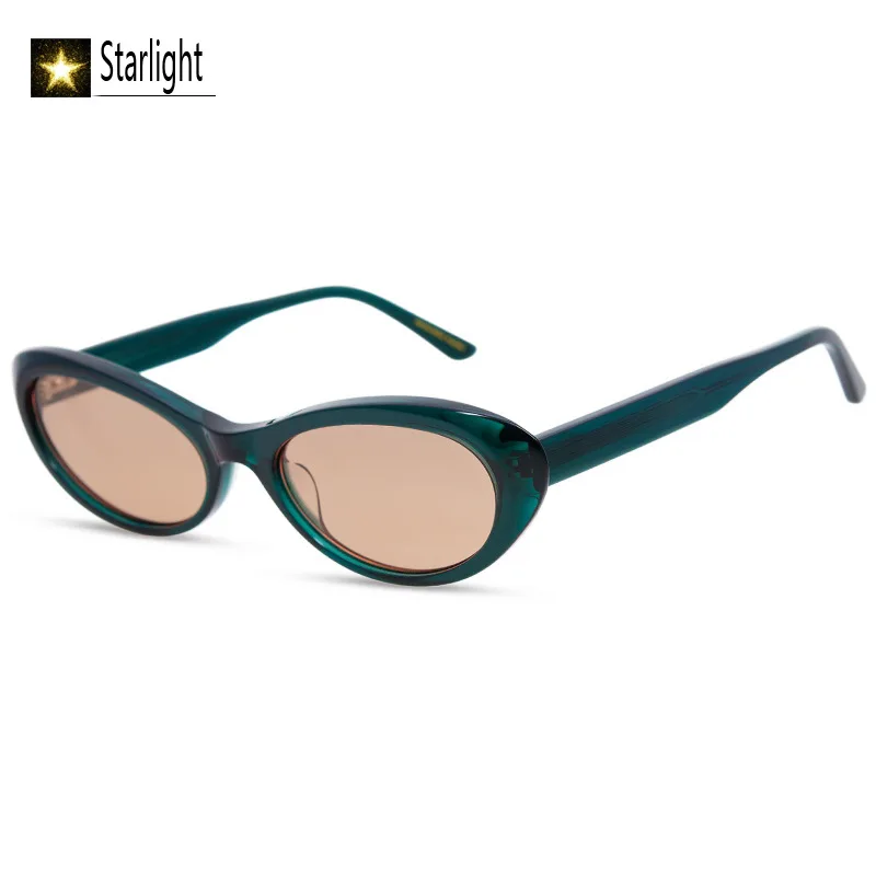 High Quality Cool Girl Oval Acetate Sunglasses Women High-end UV400 Glasses Men Handcraft Trendy Outdoor Eyeglasses Woman Travel