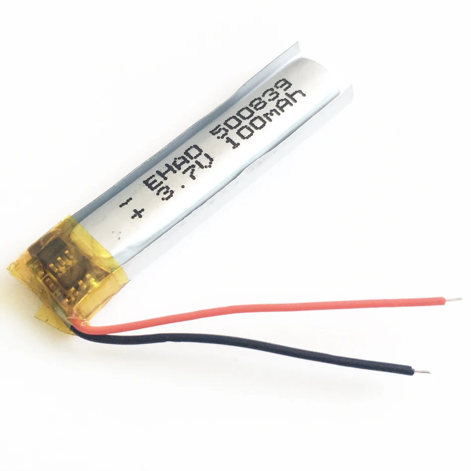 10 szt. Akumulator litowo-polimerowy LiPo 3,7 V 100 mAh 500839 Do zestawu słuchawkowego Bluetooth Mp3 PAD DVD E-book