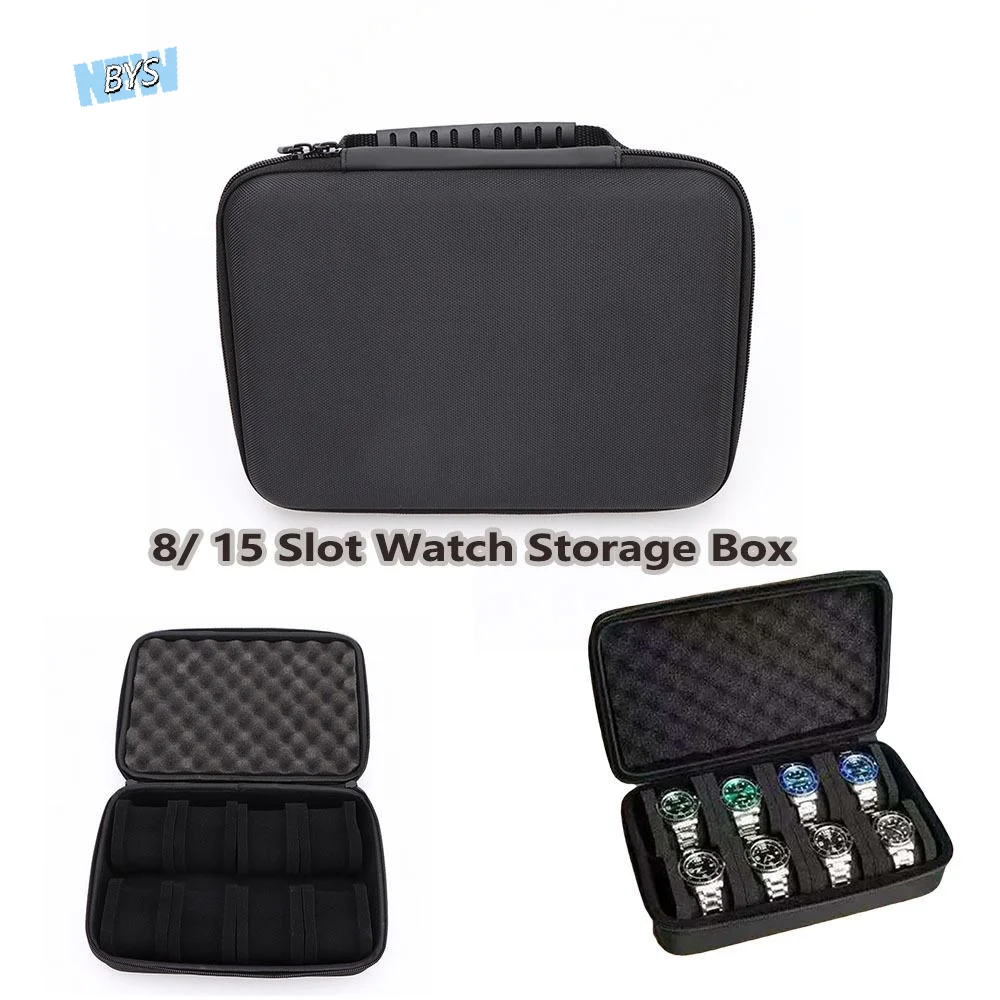 

Hard Shell Watch Storage Box Anti Scratching Shockproof Watch Organizer Black Foam Padding Wristwatch Holder Watch Display
