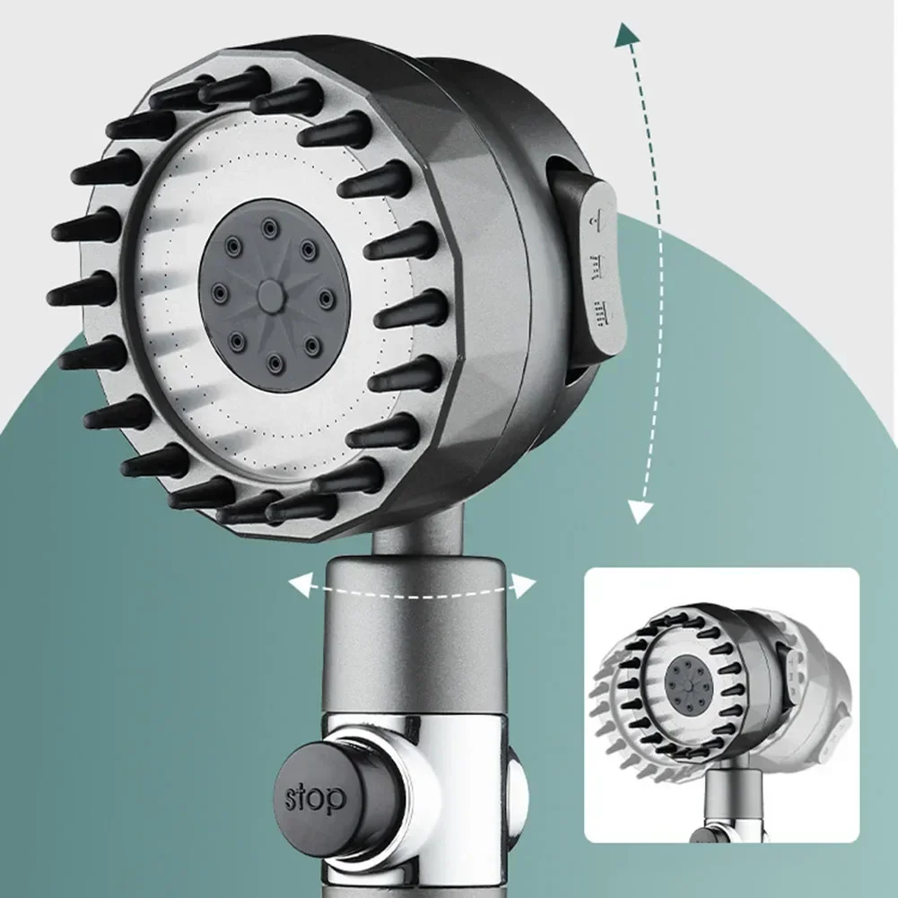 Cabeça de chuveiro de alta pressão com 3 modos, spray ajustável, acessórios do banheiro, torneira do filtro de chuva, 4 em 1