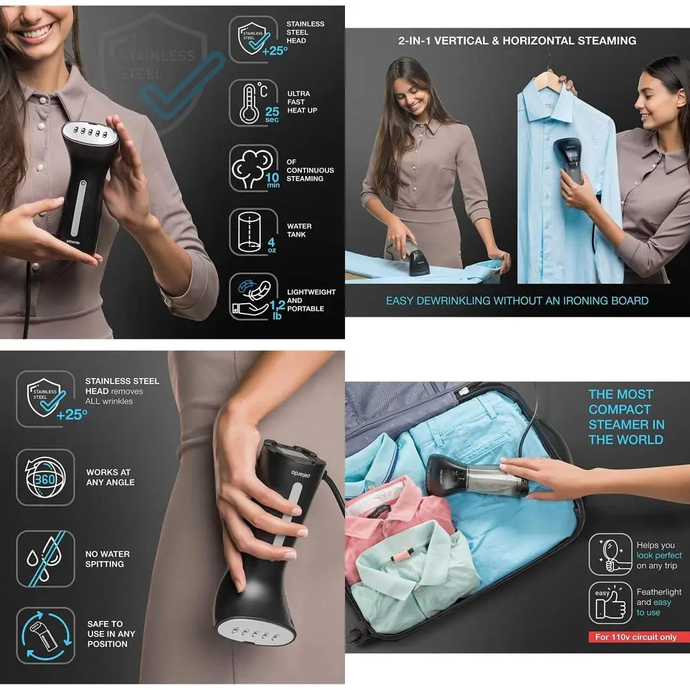 

Портативный ручной отпариватель для одежды - Compact 360 ° Герметичное средство для удаления складок для путешествий и дома