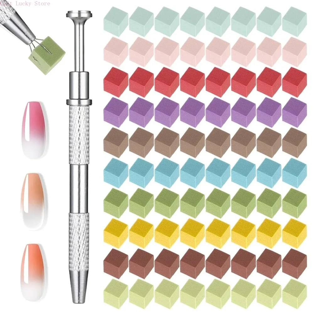 

2025 50/100pcs New Soft Nail Sponges for Ombre Art Sponges with Grabbing Pen Ombre Brush Professional Manicure Nail Art Tools