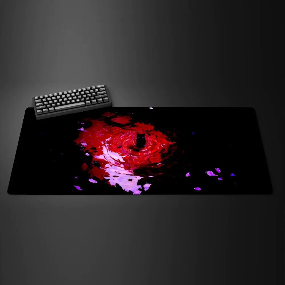 Grünes süßes schwarzes Katzen-Mauspad, großes Gummi-Anti-Rutsch-PC-Schreibtischzubehör, Mauspad für Büros und Gamer, Tastaturmatten, Dekormatte