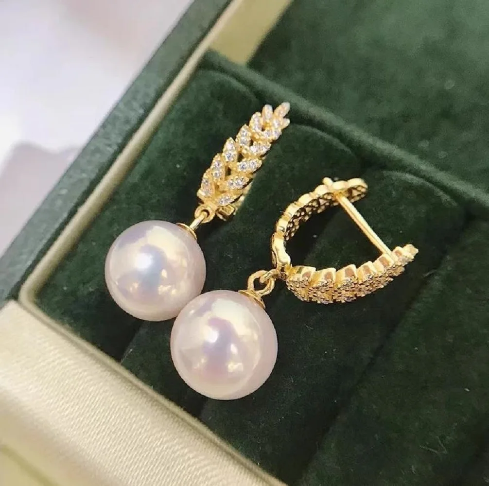 

Серьги из стерлингового серебра 925 пробы, модные серьги с пряжкой для ушей AAA10-11 мм, серьги с натуральным жемчугом Южного моря, серьги, серьги, кулон