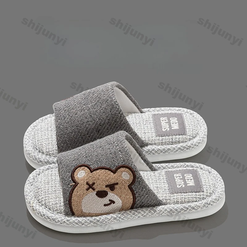 

Children's Linen Slippers 2025 Spring Autumn Home Indoor Girls' Flat Shoes Comfort Anti Slip Closed Toe Cartoon Boys' Slippers