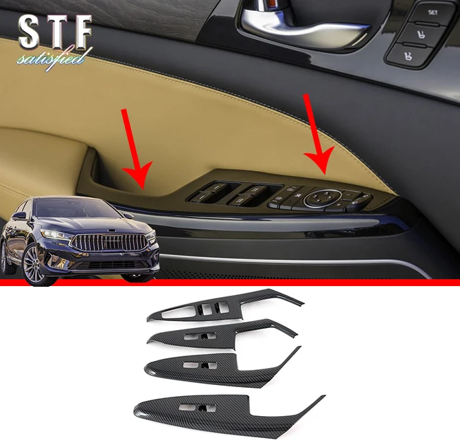 

Углеродное волокно, внутренняя дверь, окно, кнопки, накладка для Kia K7 Cadenza 2019 2020, автомобильные аксессуары, наклейки