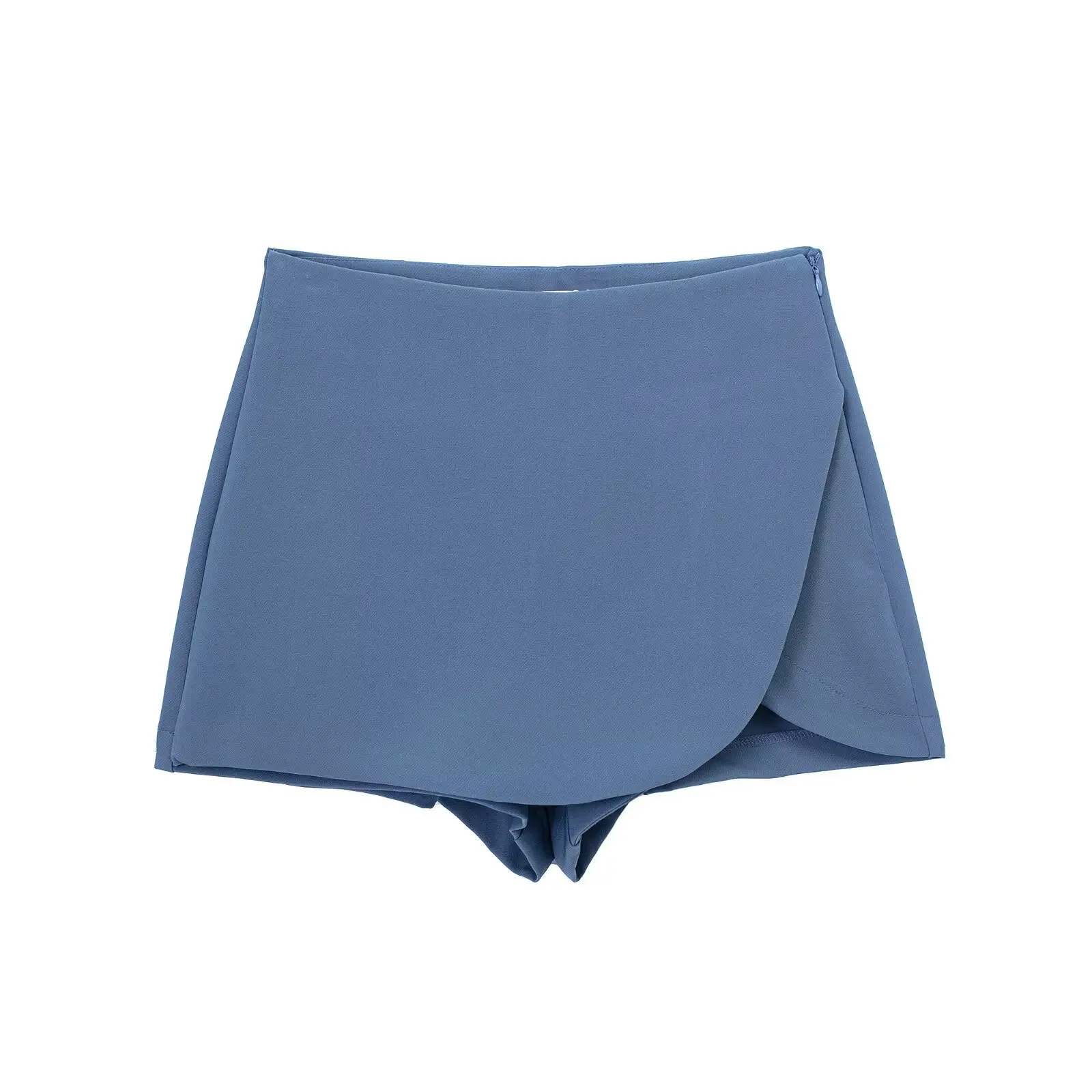 New Women Fashion Candy Color Asymmetrical Shorts Skirts Lady Zipper Fly Pockets Hot Shorts Chic Pantalone