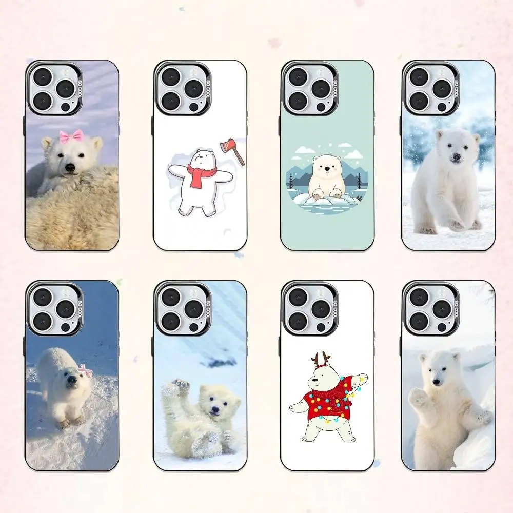 

Chonky P-Polar bear Phone Case For iPhone17,16,15,14,13,12,11 Plus,Pro Max Colored Silver Plated Inside Cover