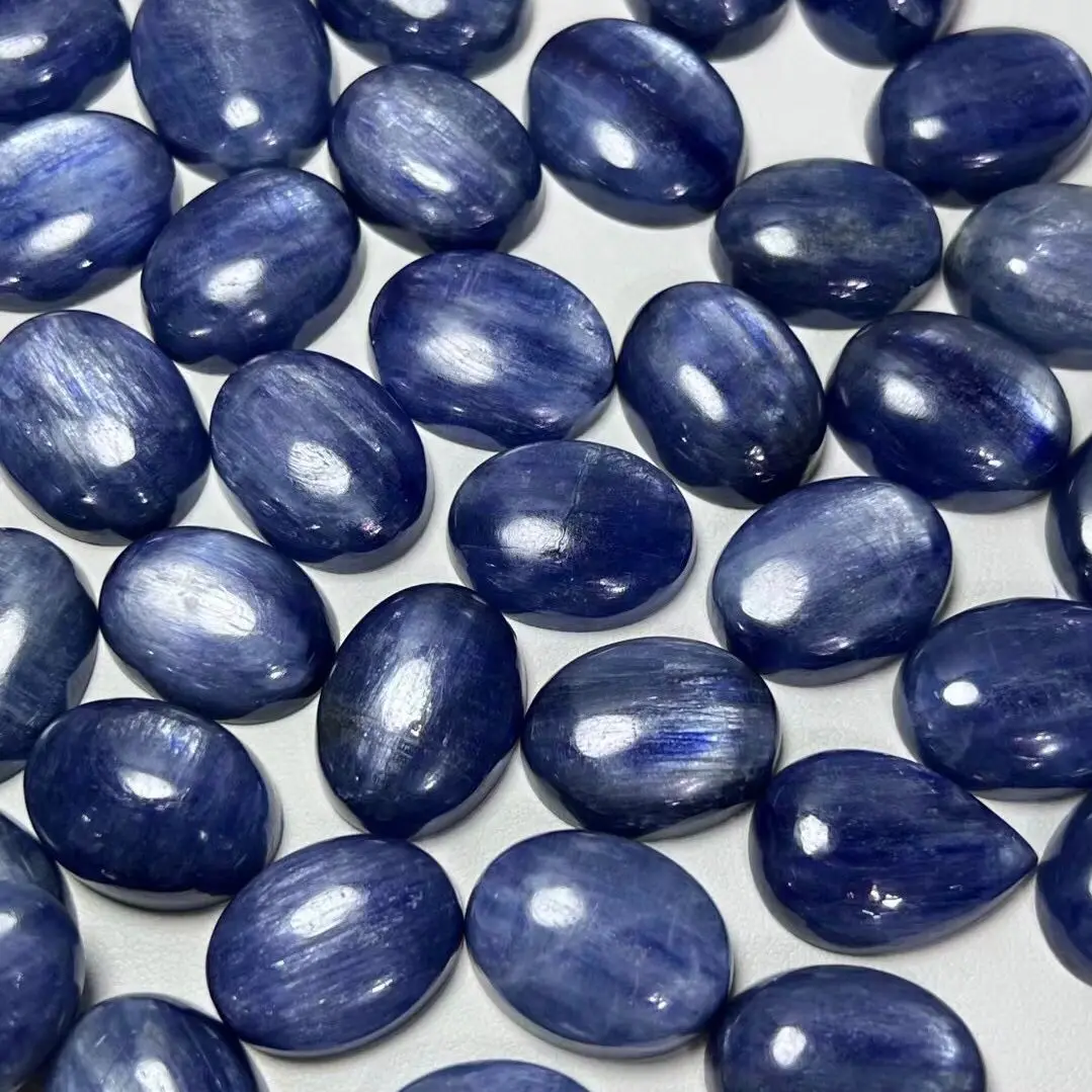 1 Pc Fengbaowu Natural Kyanite Oval Cabochon Jewelry Making For Ring Earring Pendant Crystal Healing Stone DIY Accessories