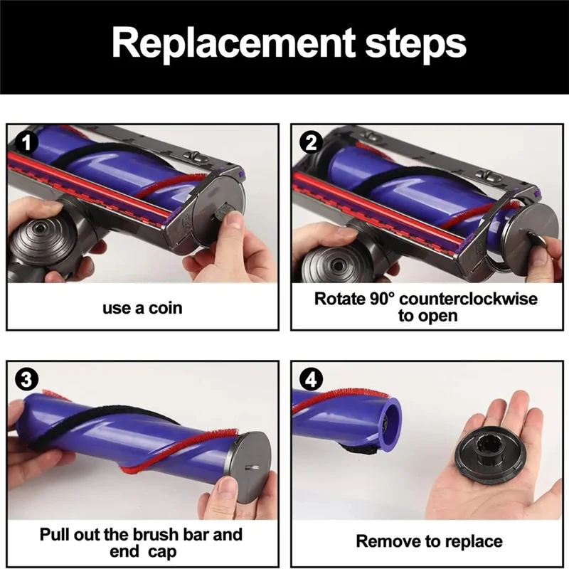 ABZA-v-rodas de bola y tapa de extremo de varilla de cepillo, cabezal limpiador antienredos, auriculares para aspiradora Dyson V10 V11 V15 G5 de 100W de alto par