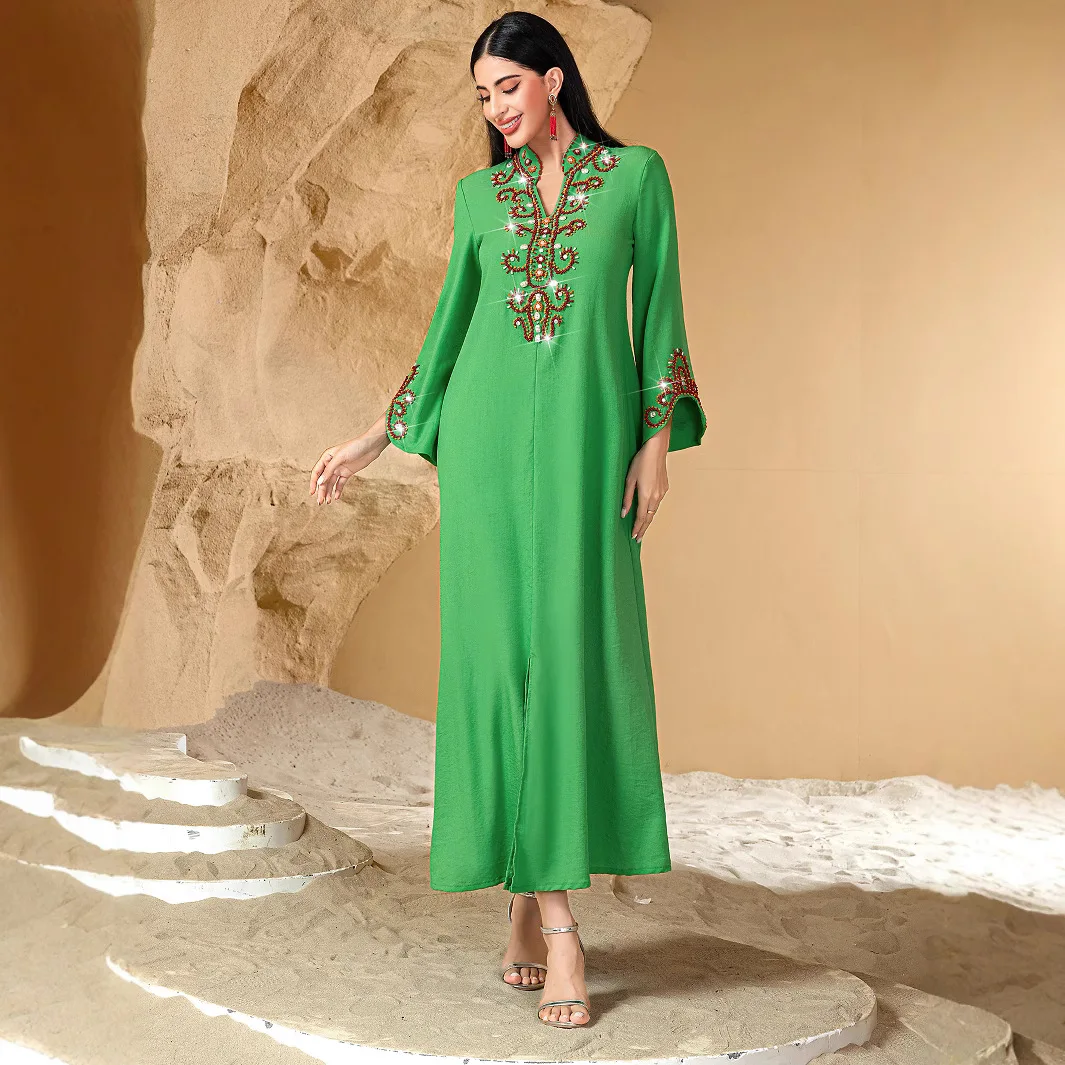 Eid Jalabiya Musulmano Abaya Vestito Da Partito per Le Donne Arabo Diamante Abaya Abiti Lunghi Veste Donna Elegante Abiti Ramadan Abiti