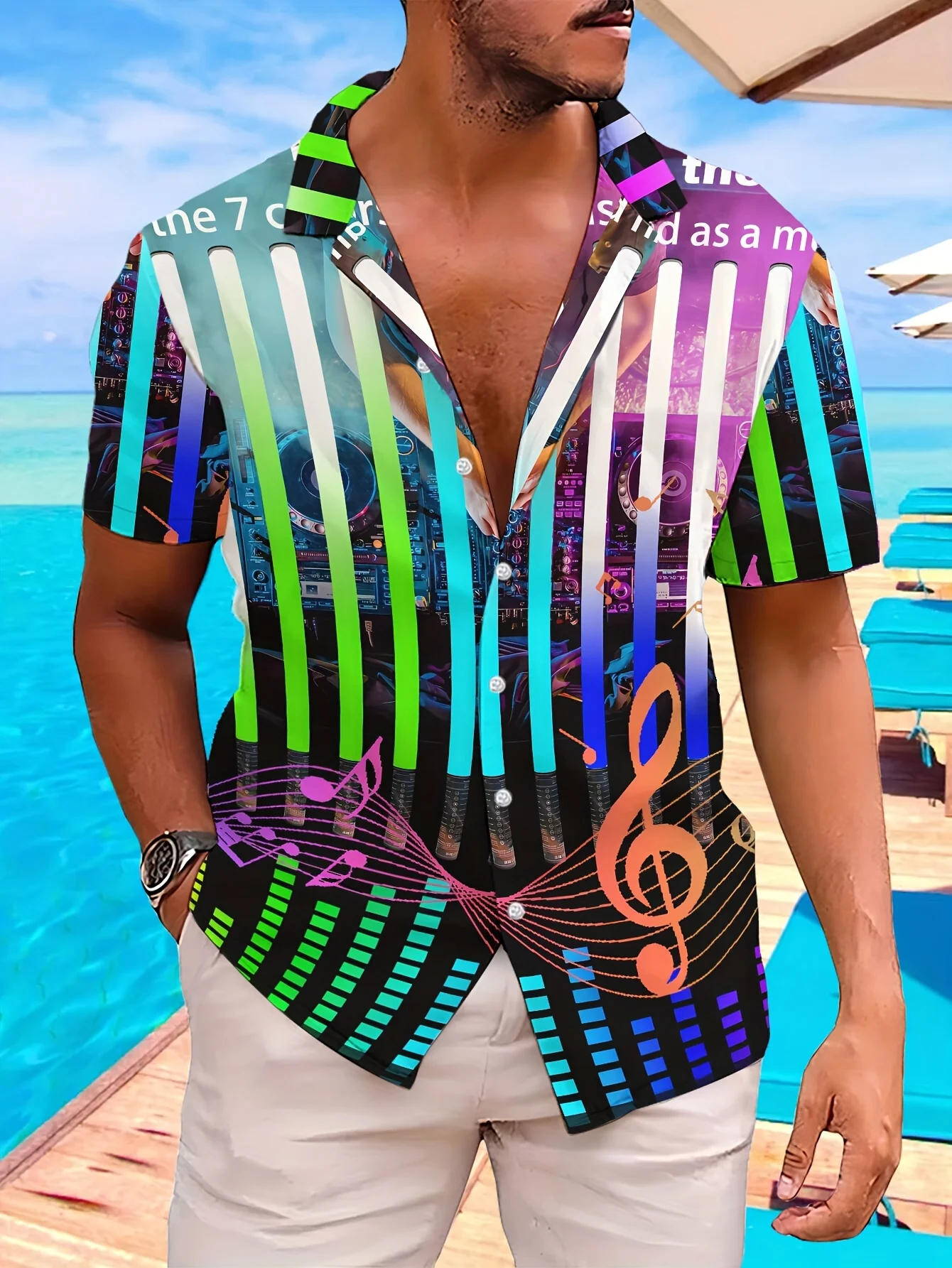 

Summer Fashion Men's Striped Shirts Button Short Sleeve Lapel Streetwear Hawaiian Basic Blouse Classic Shirts for Men Polyster，