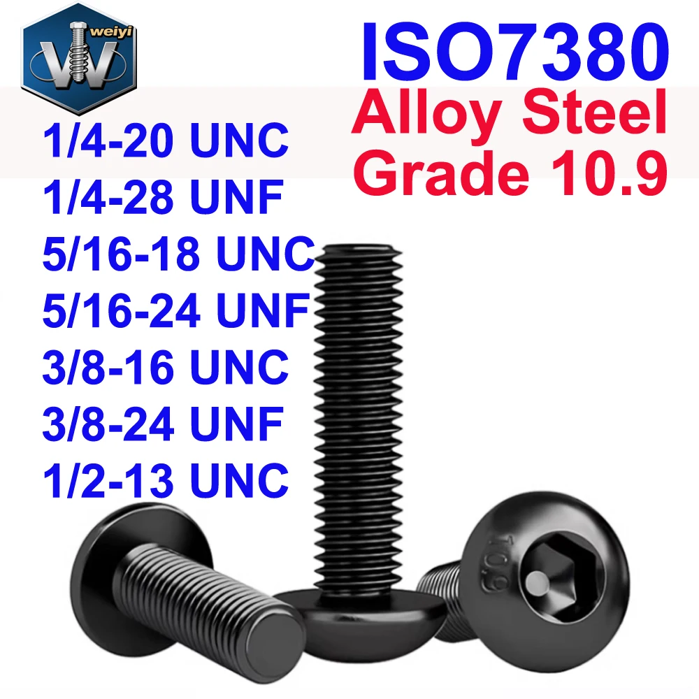 

Weiyi Mushroom Allen Key Bolts 1/4 5/16 3/8 1/2 UNC UNF ISO7380 Grade 10.9 Alloy Steel Hex Socket Round Button Head Screws