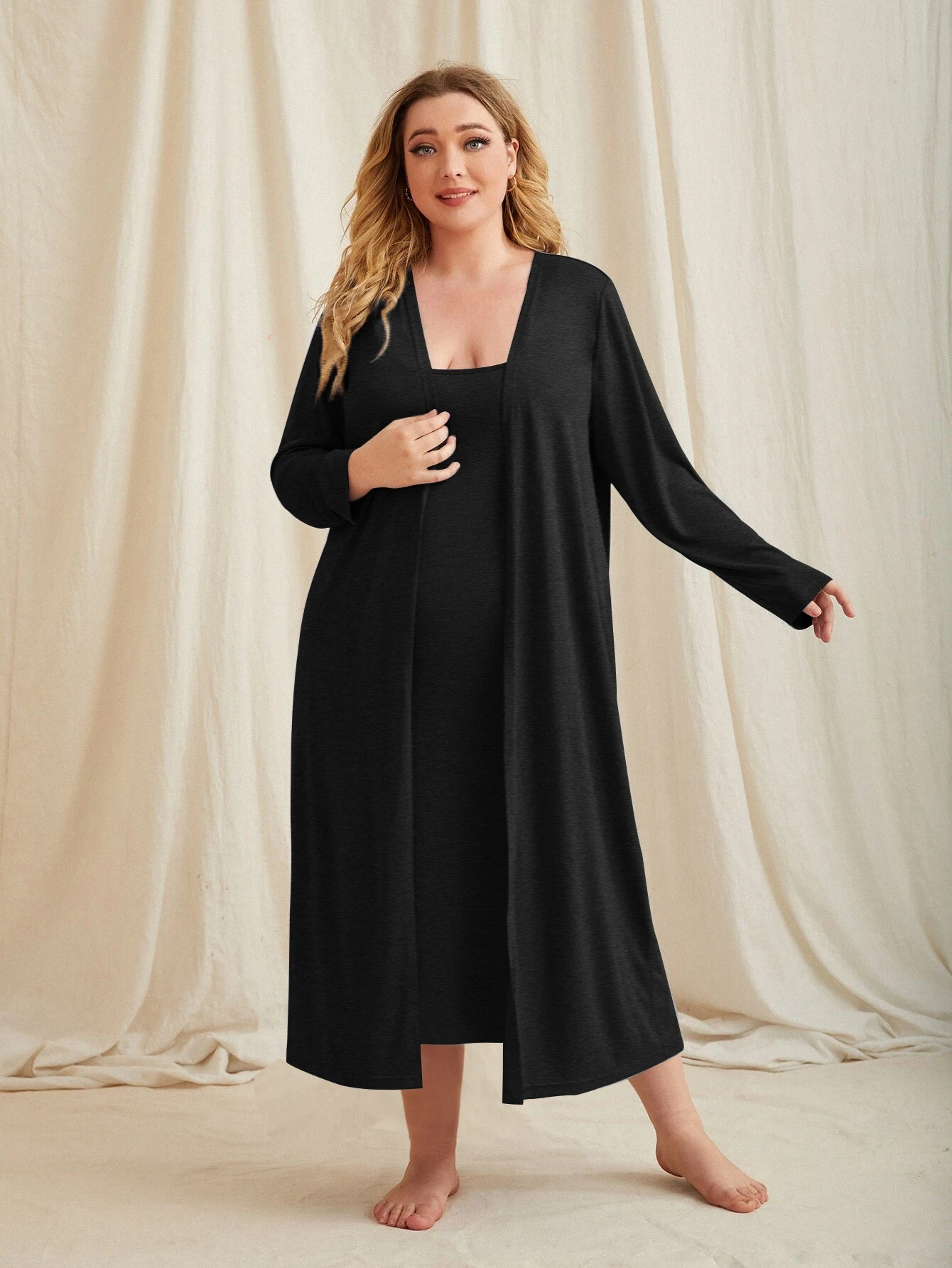 بيجامة نسائية كبيرة الحجم، أنماط الربيع والخريف، بيجامة مريحة، بيجامة بحمالات، مجموعة ملابس منزلية #1