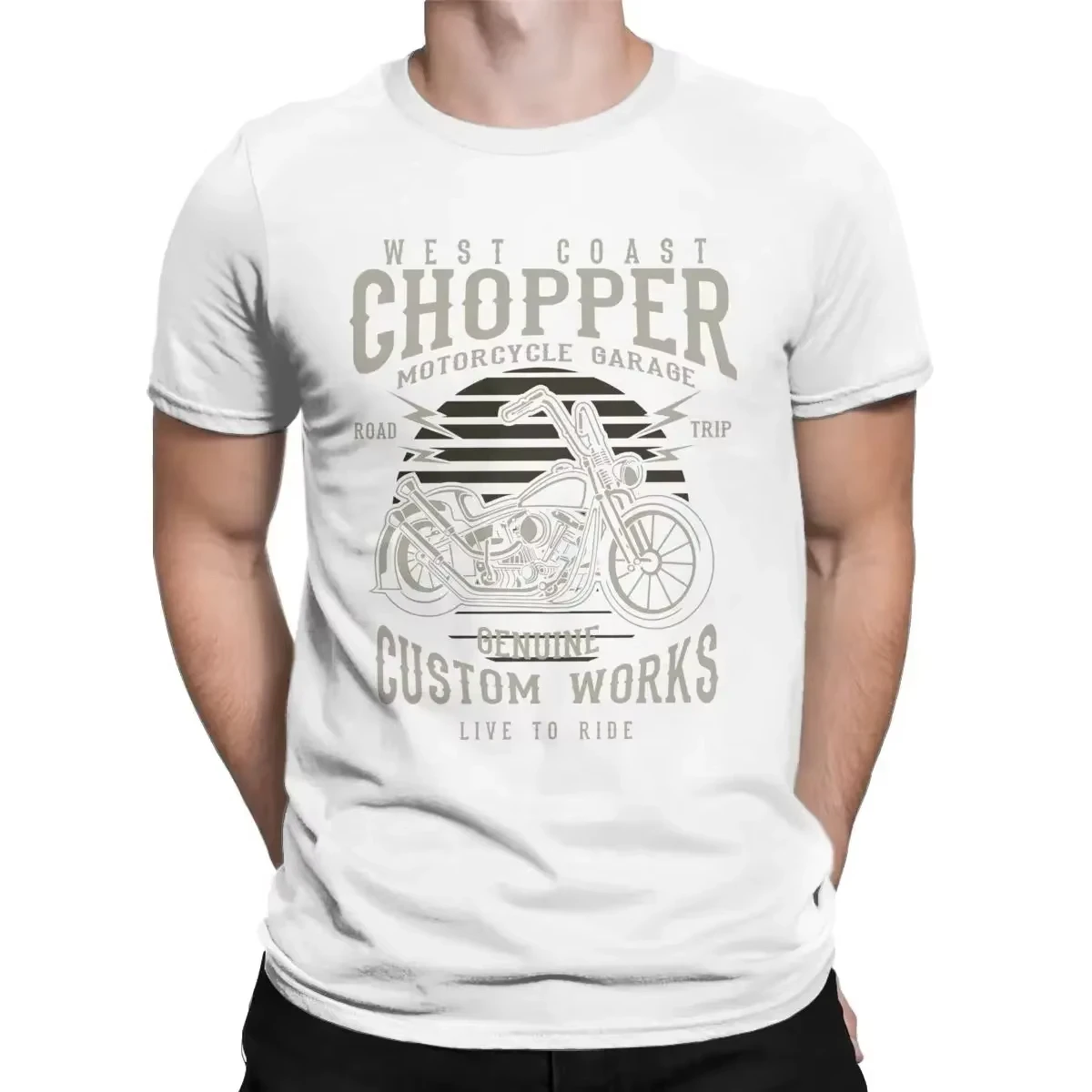 Chopper Custom Motor Motorcycle Men T Shirt Fun Tee Shirt Short Sleeve Crewneck T-Shirt Polyester Summer Clothing Tees