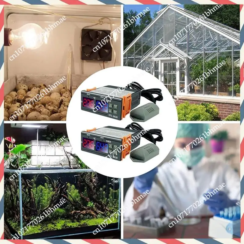

-A21Z контроллер температуры и влажности с двойным дисплеем STC-3028 10A AC110-220V, интеллектуальный цифровой термостат для инкубаторов