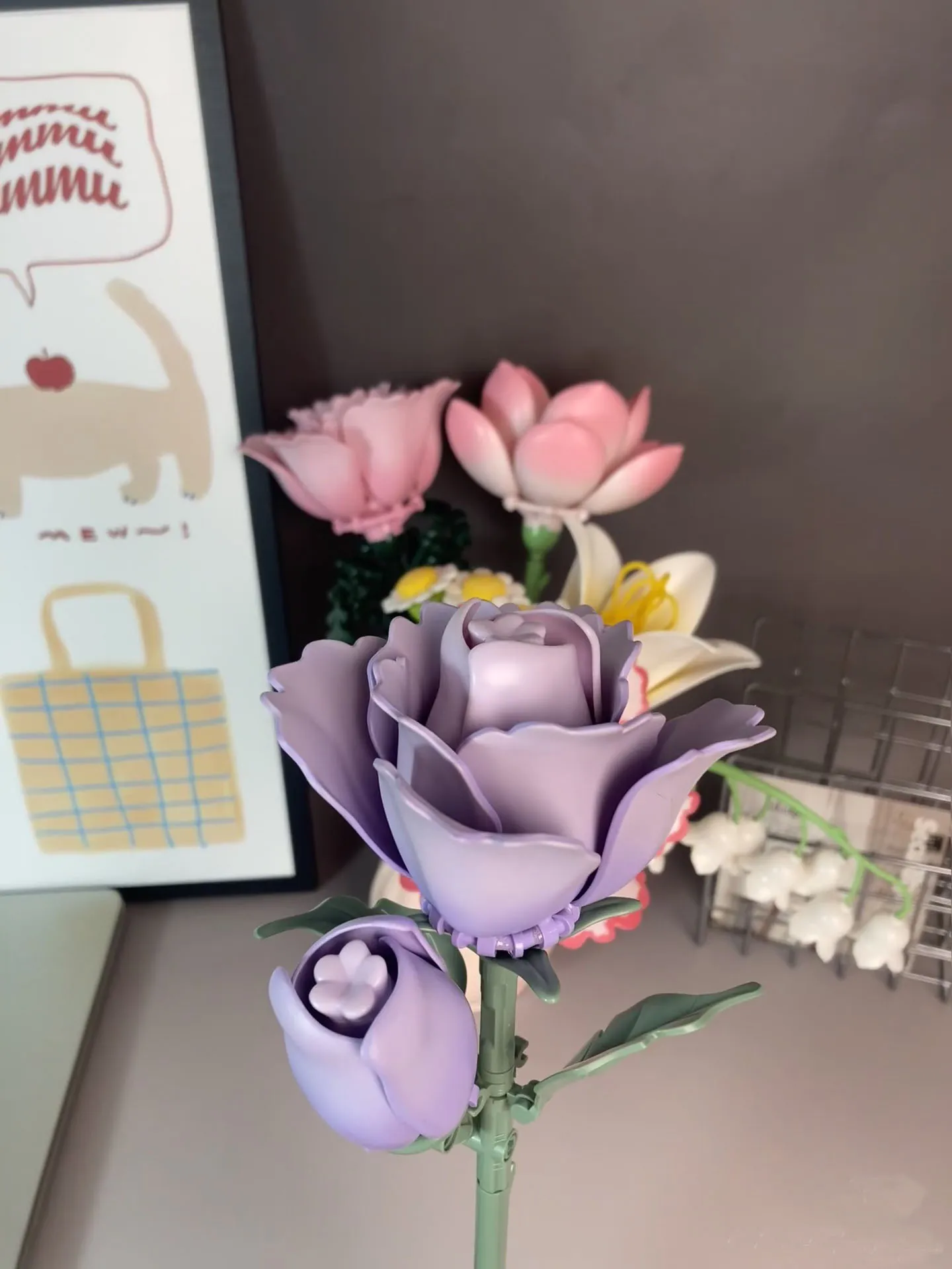 Blocchi di costruzione creativi Bouquet Bouquet romantico Tulipani Rosa Giglio Fiore di lavanda Mattoni Decorazione della casa Giocattoli Regalo fai da te