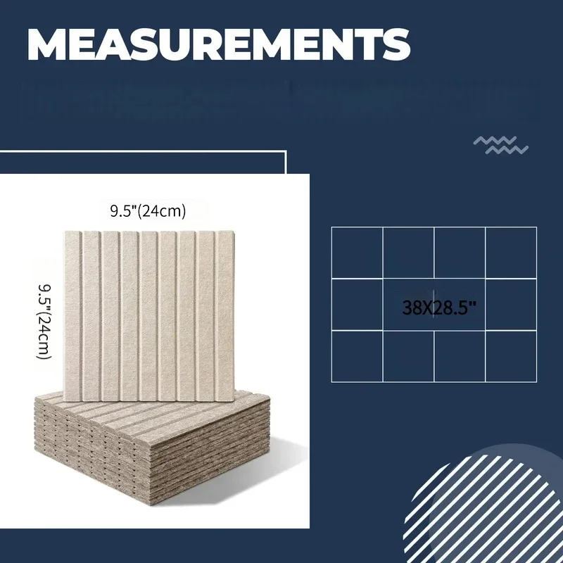6-12PC Large Felt Cork Pin Note Bulletin Board Mount Wall Tile Soundproof Acoustic Panel Wallpaper