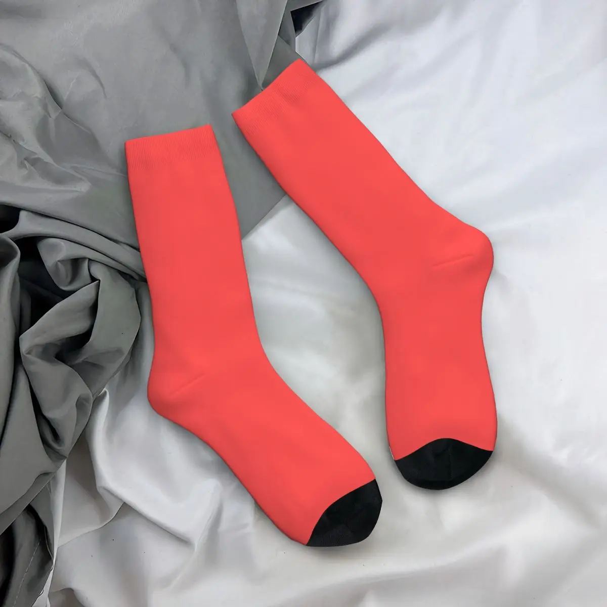 Chaussettes rouges pures pour hommes et femmes, chaussettes décontractées, printemps, été, automne, hiver, cadeaux