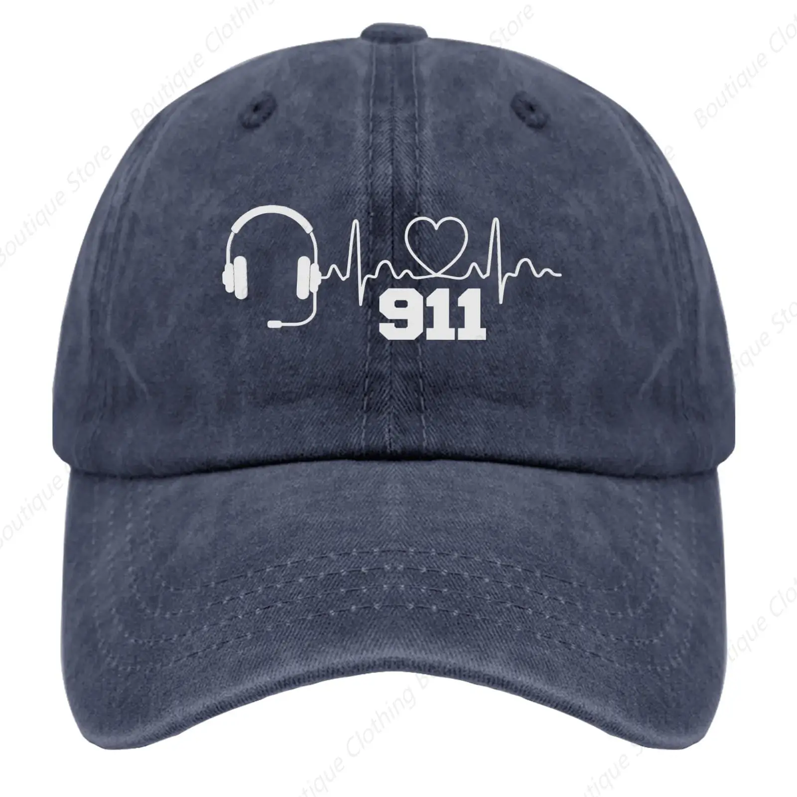 911 Dad Hats 911 Dispatcher Heartbeat Headset Dad Hat, Graphic Baseball Cap for Men