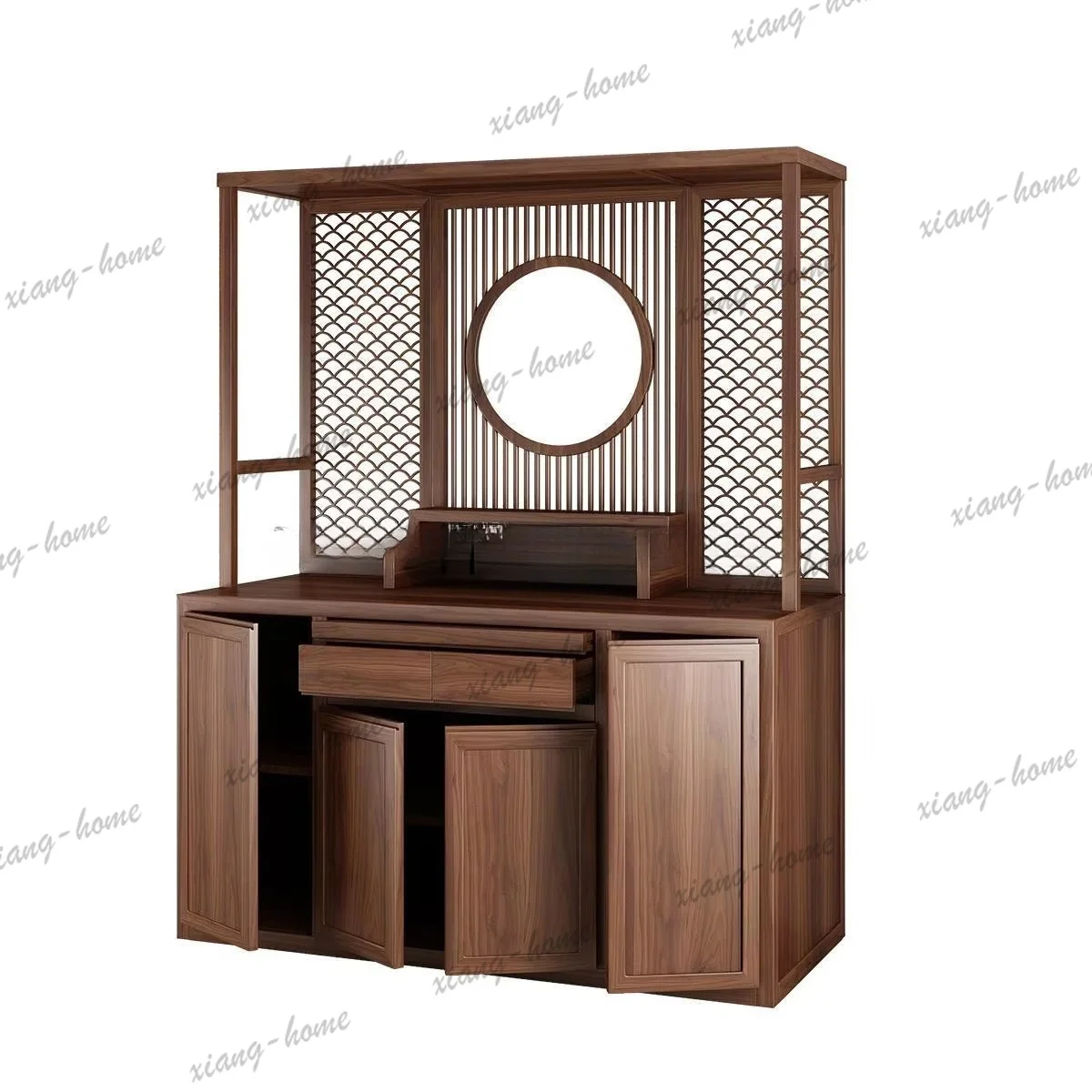 PG Buddhist Altar New Chinese Style Standing Cabinet Walnut Solid Wood Buddha Hall Buddha Statue Cabinet Guanyin Worship Cabinet