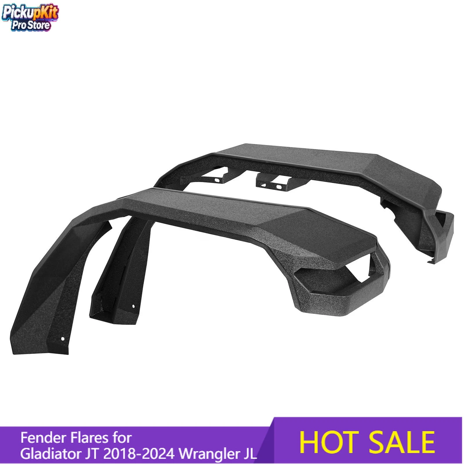 

Premium Front Flat Fender Flares for Gladiator JT 2018-2024 Wrangler JL