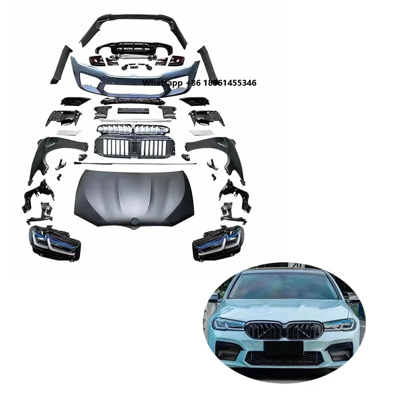 

For 5 Series F10 F18 Headlights Side Skirt Rear Combination Backup Lamp Bumper Grille Upgrade 2022 G30 M5 Body kit