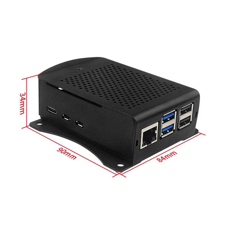 لـ Raspberry Pi 5 حافظة من سبائك الألومنيوم غلاف معدني مع مروحة تبريد لـ Raspberry Pi 5 متينة (أسود + فضي)